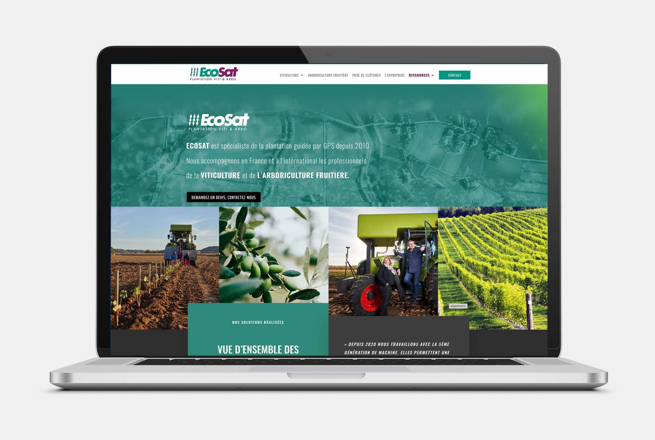 Site Internet de la société ECOSAT plantation de vigne